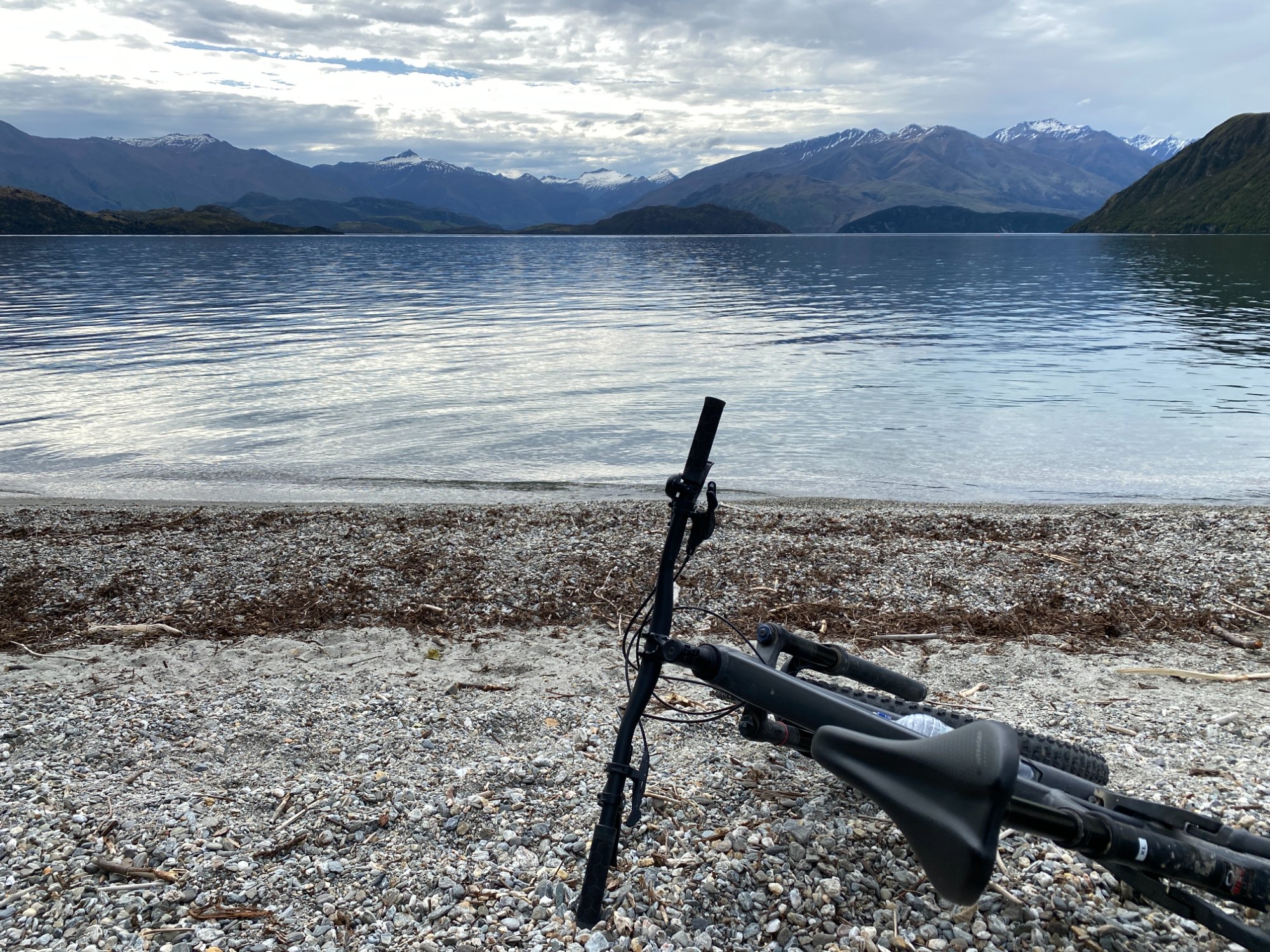 Cycling along lakeside trail